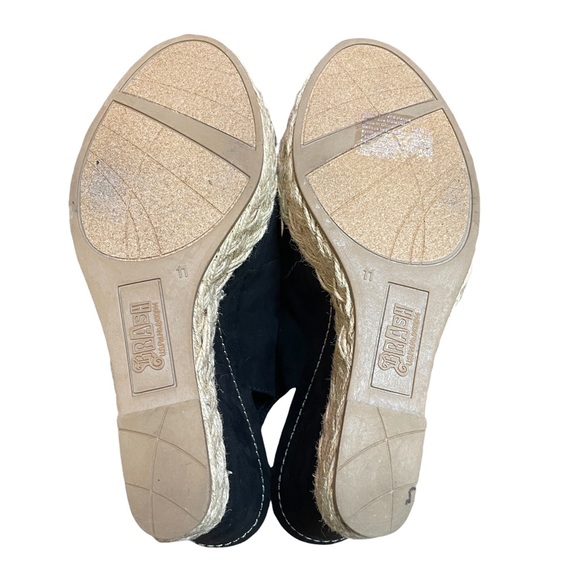 BRASH NWT Black Open-Toe Slingback Wedge Heel Shoes Size 11 - Picture 7 of 15